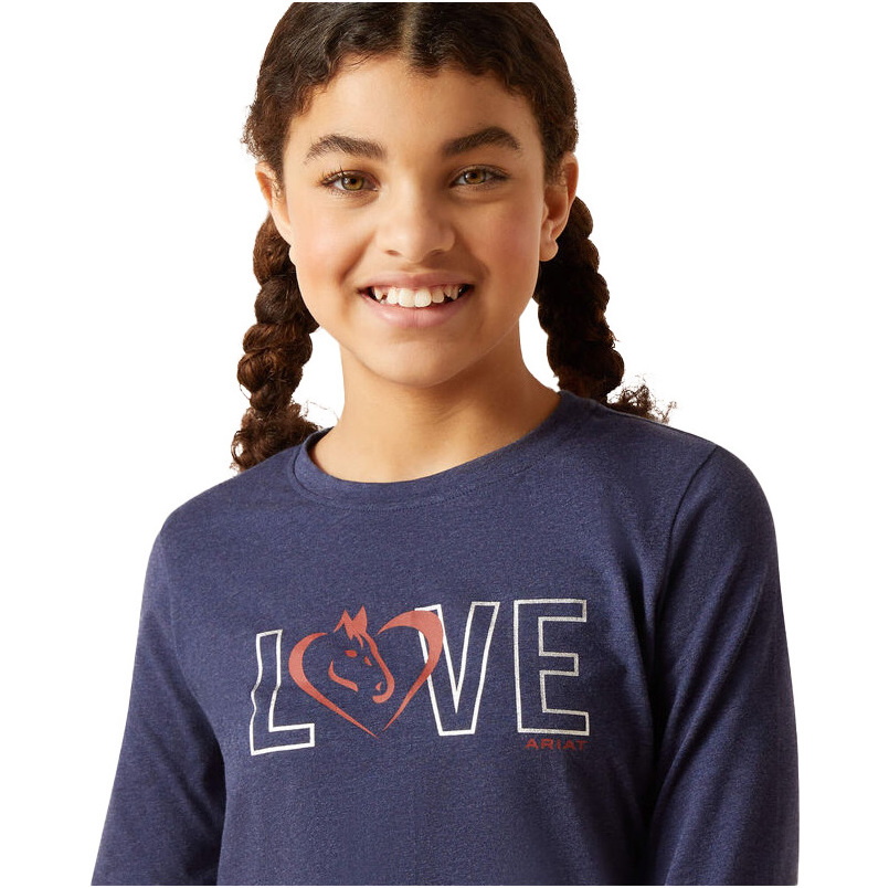Ariat Junior Love Long Sleeve T-Shirt 10046496 - Navy Heather